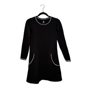 Spartina 449 Long Sleeve Dress Womens XS Black Excellent Contrast Stitch Pockets